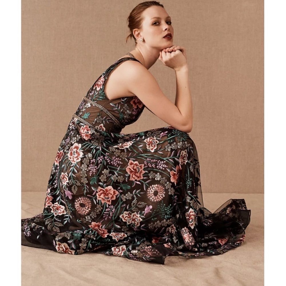 BHLDN Black Floral Embroidered Maxi Dress - Picture 3 of 7